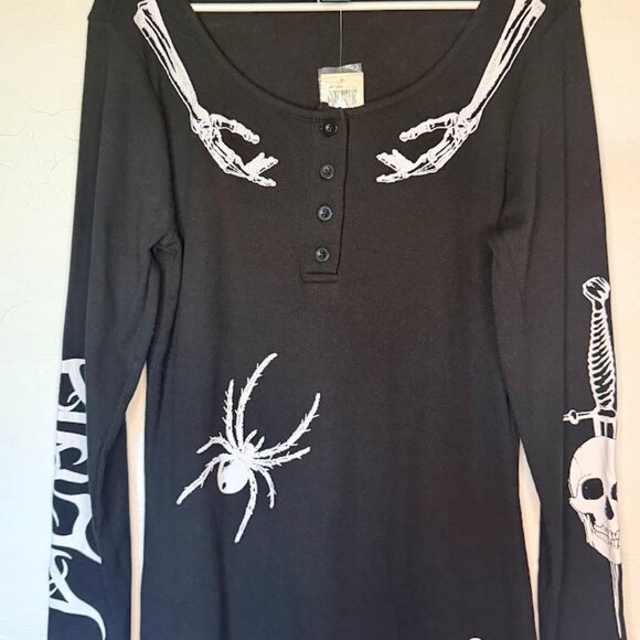 Bones Dagger Spider Long-Sleeve Lounge Romper - Picture 3 of 6